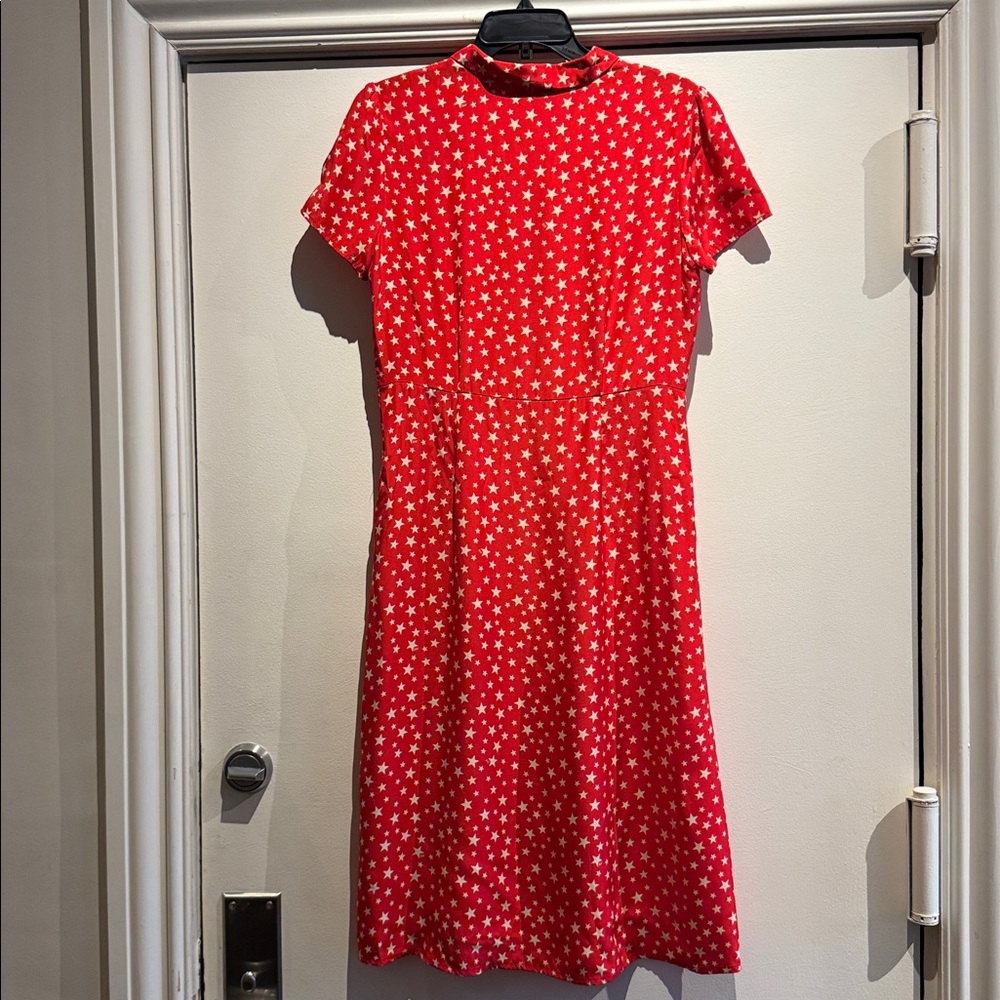 HVN Red Star Pattern Midi Dress - Picture 5 of 5
